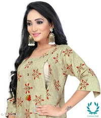 Women Cotton Maternity Applique Kurti - L (Bust Size: 40 in, Size Length: 44 in) 